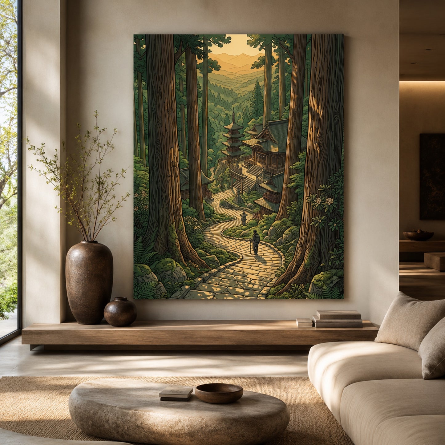 Japanese Forest Temple Path Landscape Wall Art Decor preview 6