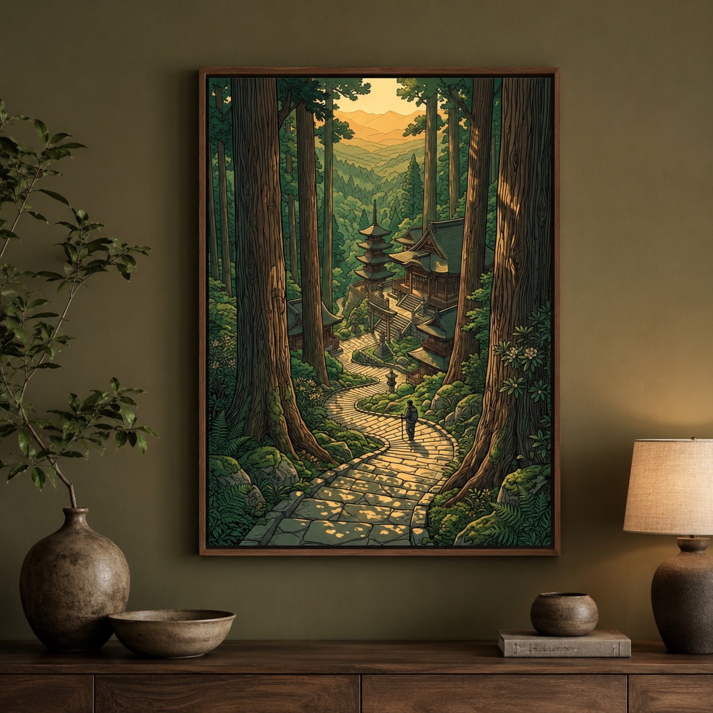 Japanese Forest Temple Path Landscape Wall Art Decor preview 7