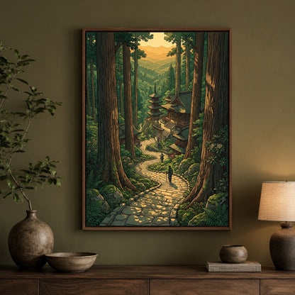 Japanese Forest Temple Path Landscape Wall Art Decor preview 7