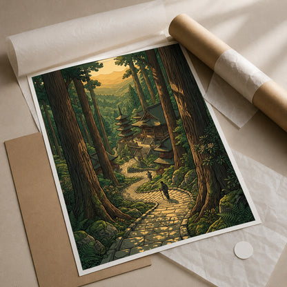 Japanese Forest Temple Path Landscape Wall Art Decor preview 9