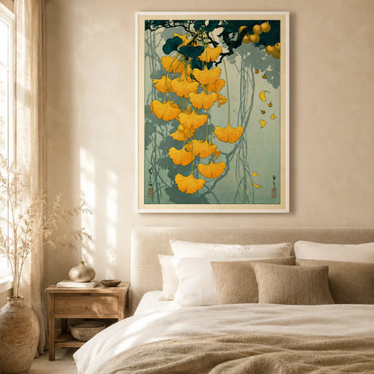 Japanese Ginkgo Botanical Wall Art Decor - Wall Art Decor - alternate angle