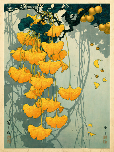Japanese Ginkgo Botanical Wall Art Decor