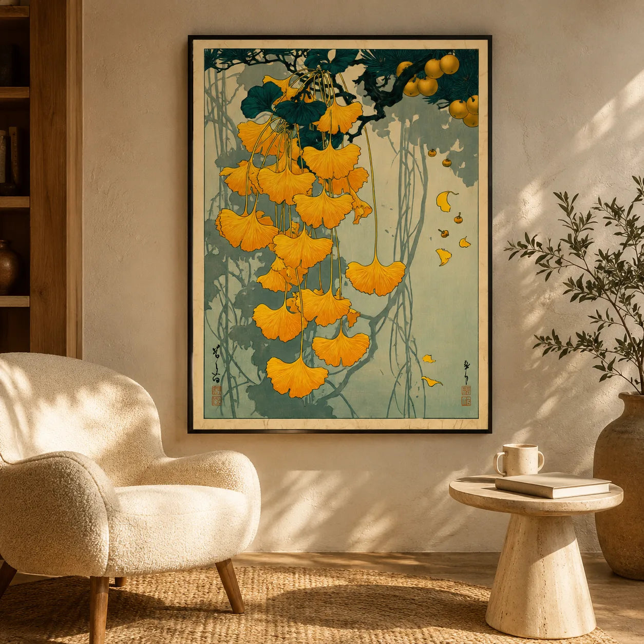 Japanese Ginkgo Botanical Wall Art Decor - Wall Art Decor - in use