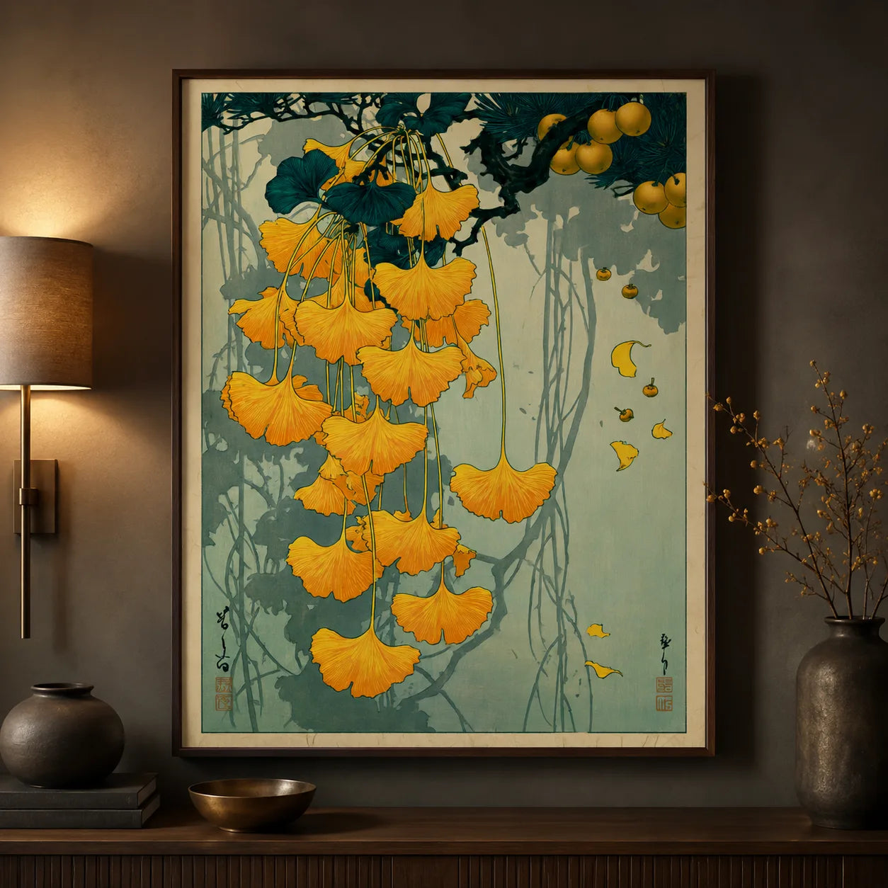 Japanese Ginkgo Botanical Wall Art Decor - Wall Art Decor - lifestyle