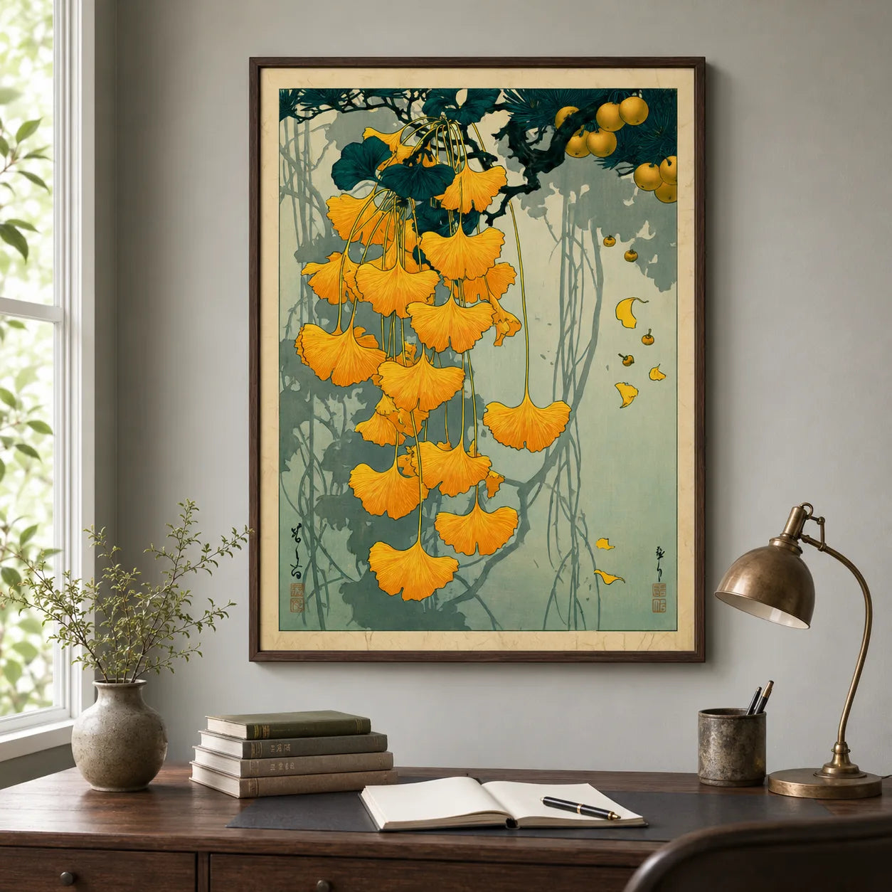 Japanese Ginkgo Botanical Wall Art Decor - Wall Art Decor - styled