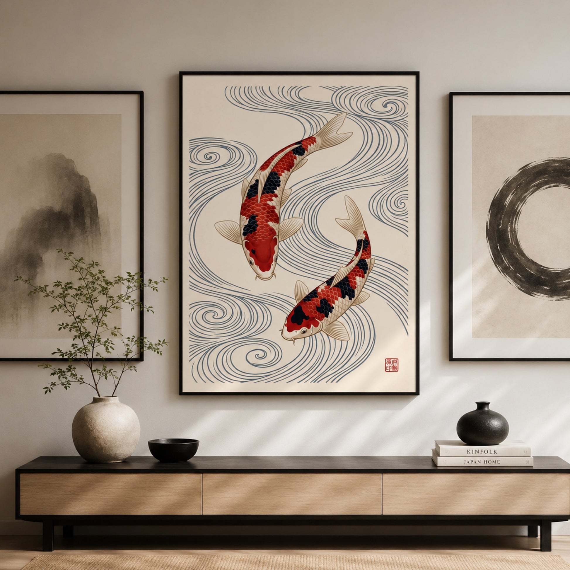 Japanese Koi Fish Duo Wall Art Decor preview 10