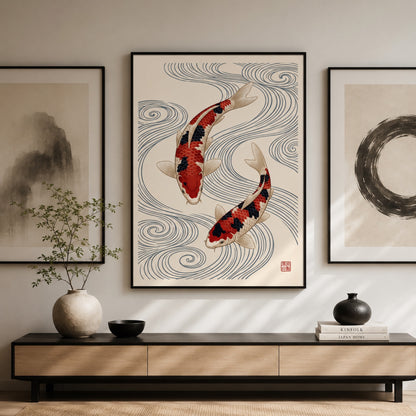 Japanese Koi Fish Duo Wall Art Decor preview 10