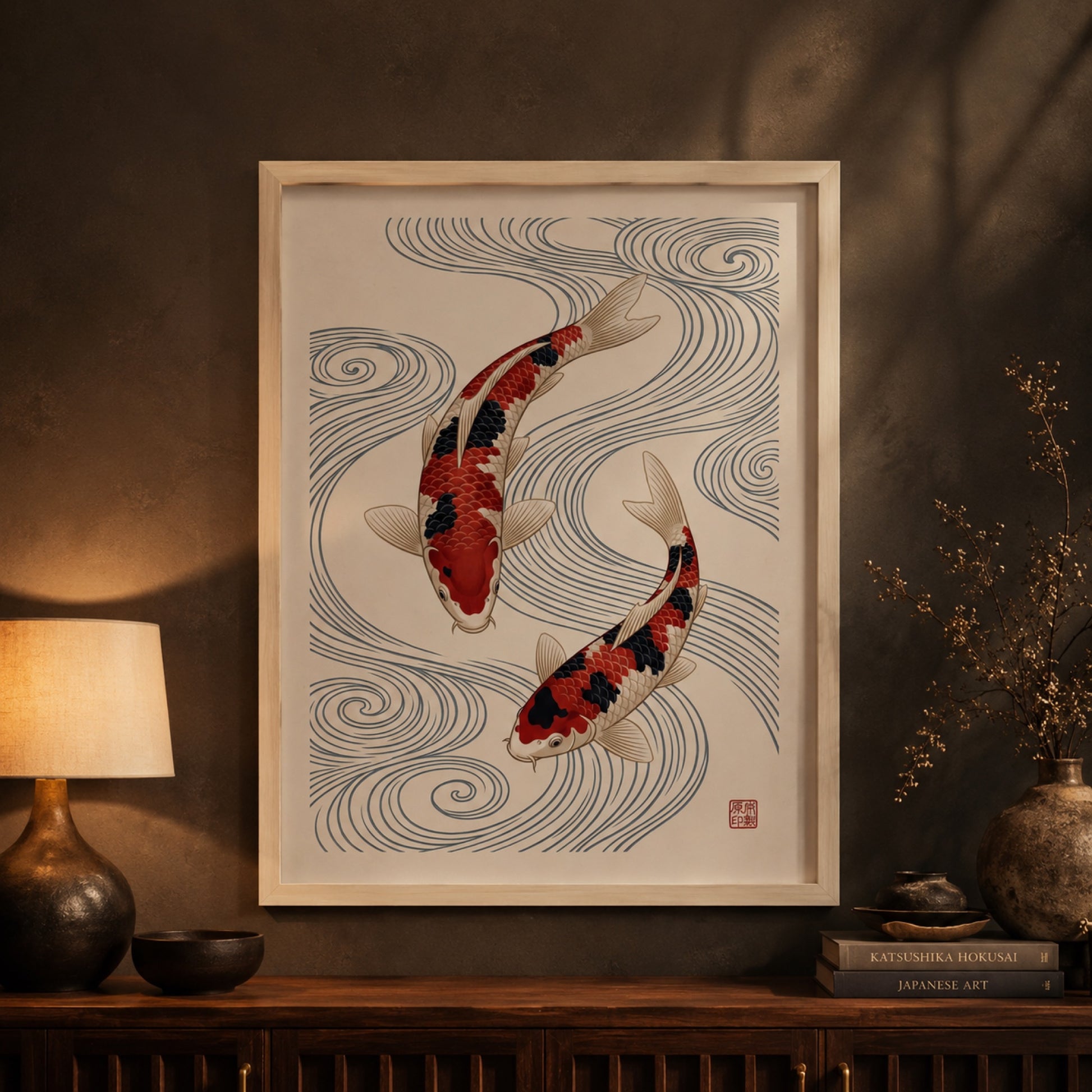 Japanese Koi Fish Duo Wall Art Decor preview 11