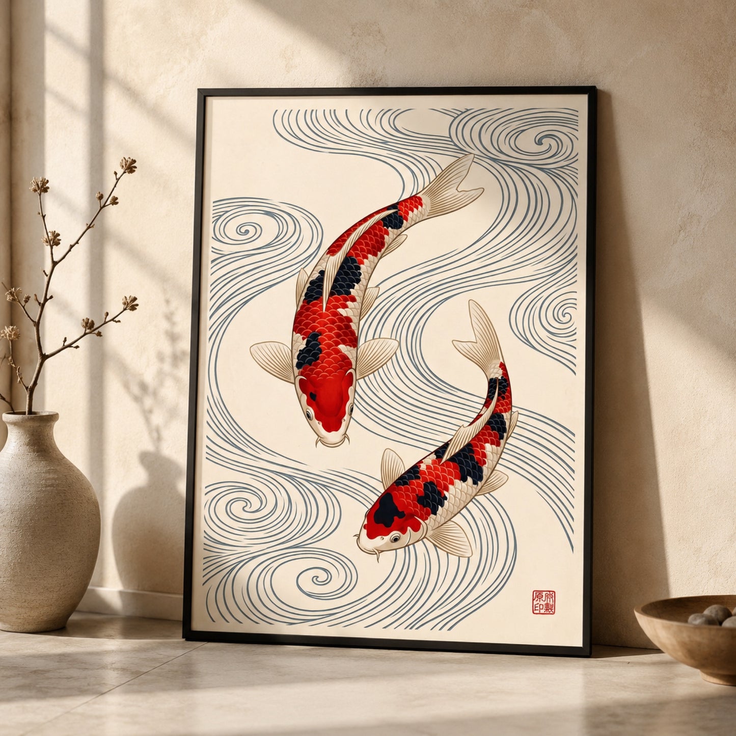 Japanese Koi Fish Duo Wall Art Decor preview 2