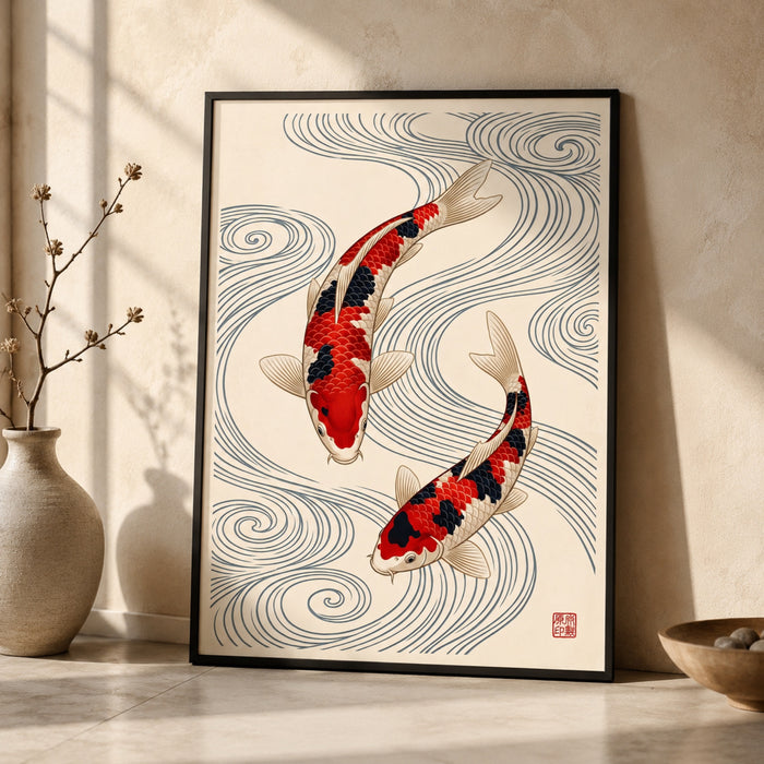 Japanese Koi Fish Duo Wall Art Decor