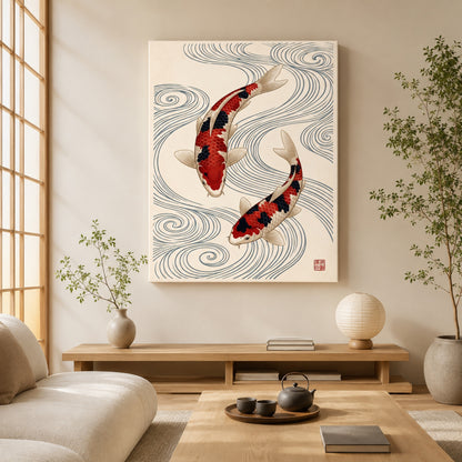 Japanese Koi Fish Duo Wall Art Decor preview 3
