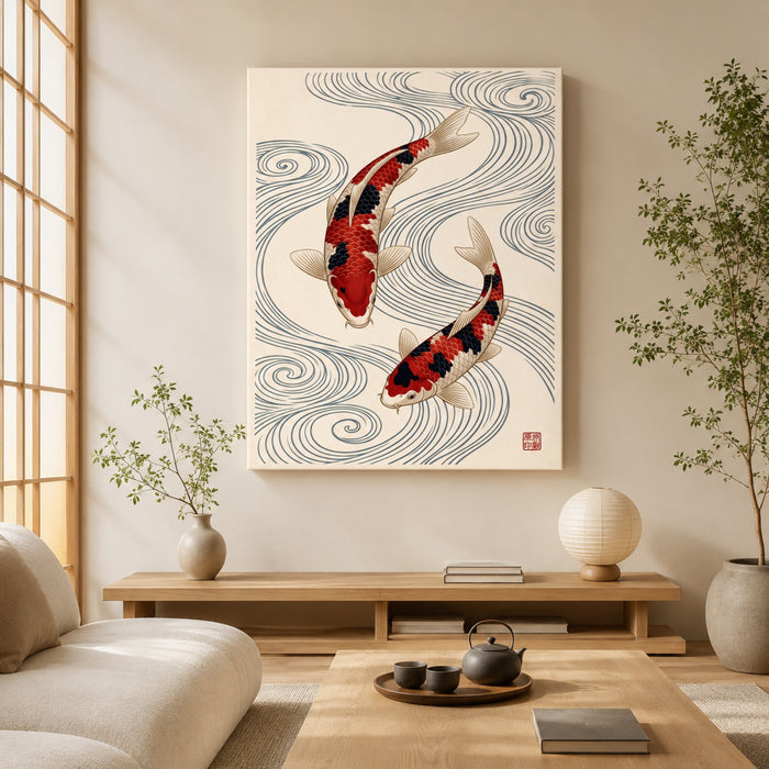 Japanese Koi Fish Duo Wall Art Decor
