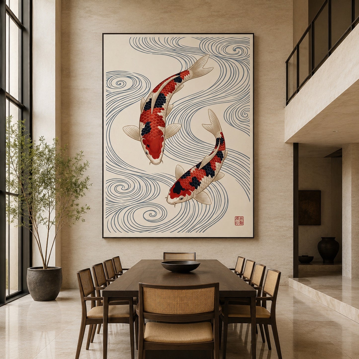 Japanese Koi Fish Duo Wall Art Decor preview 6