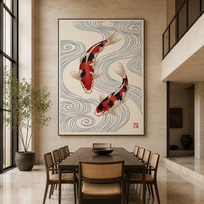 Japanese Koi Fish Duo Wall Art Decor preview 6