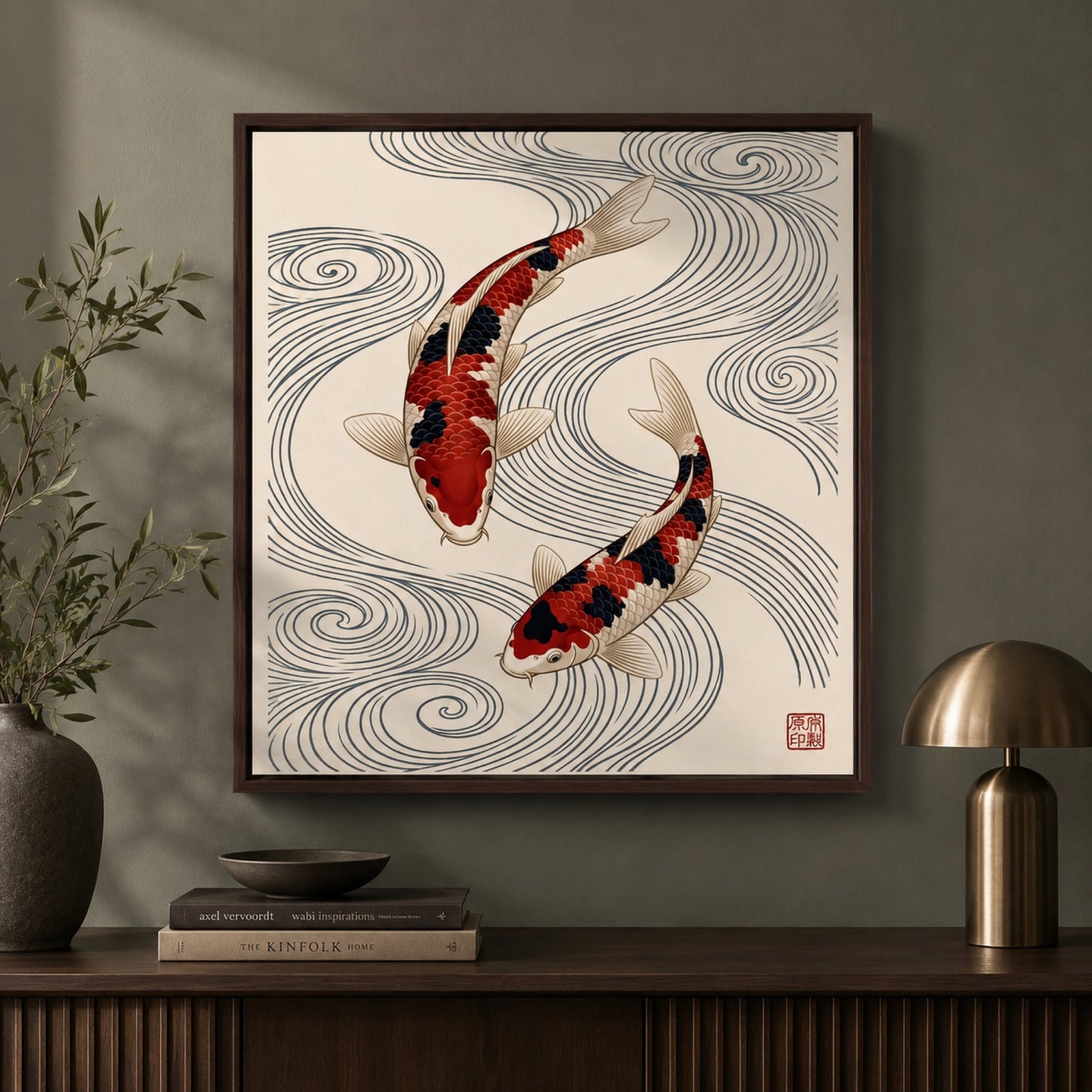Japanese Koi Fish Duo Wall Art Decor preview 7