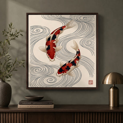 Japanese Koi Fish Duo Wall Art Decor preview 7