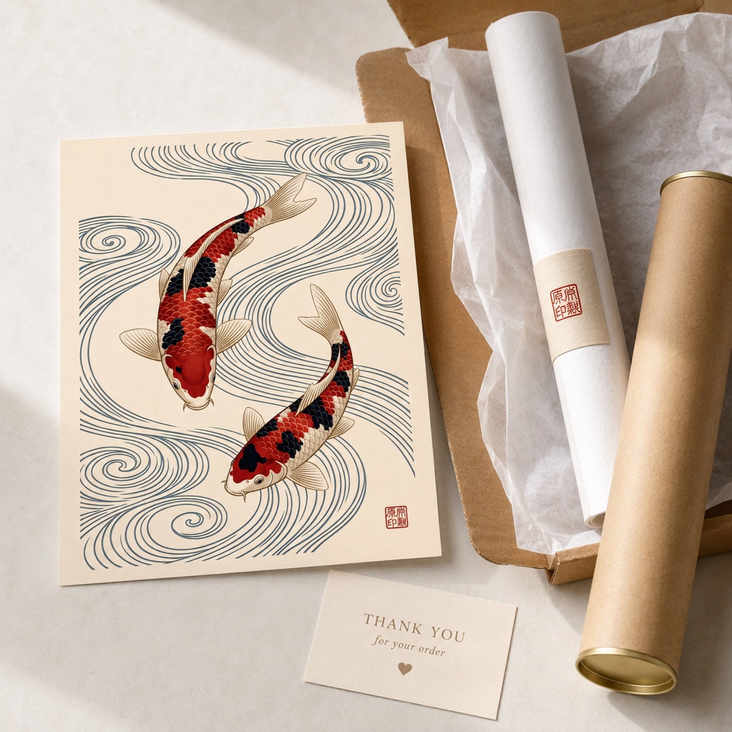 Japanese Koi Fish Duo Wall Art Decor preview 9
