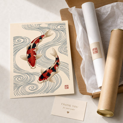 Japanese Koi Fish Duo Wall Art Decor preview 9