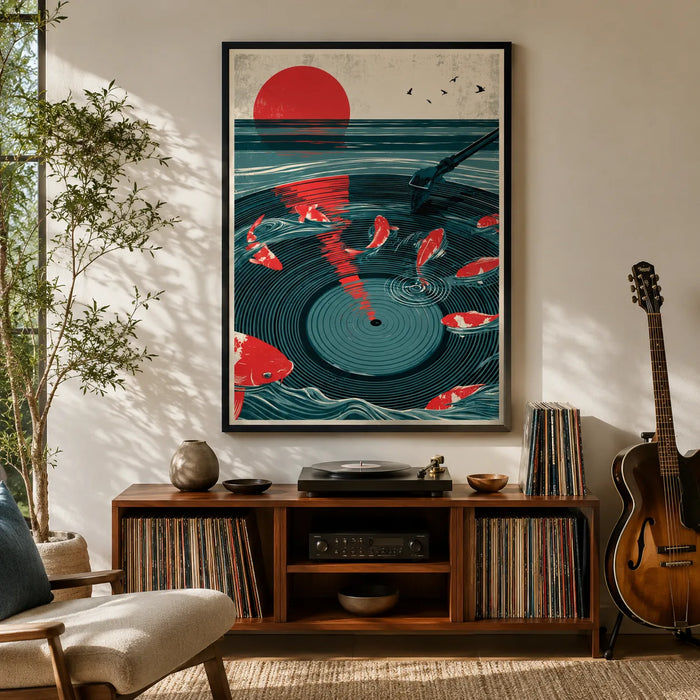 Japanese Koi Vinyl Record Wall Art Decor