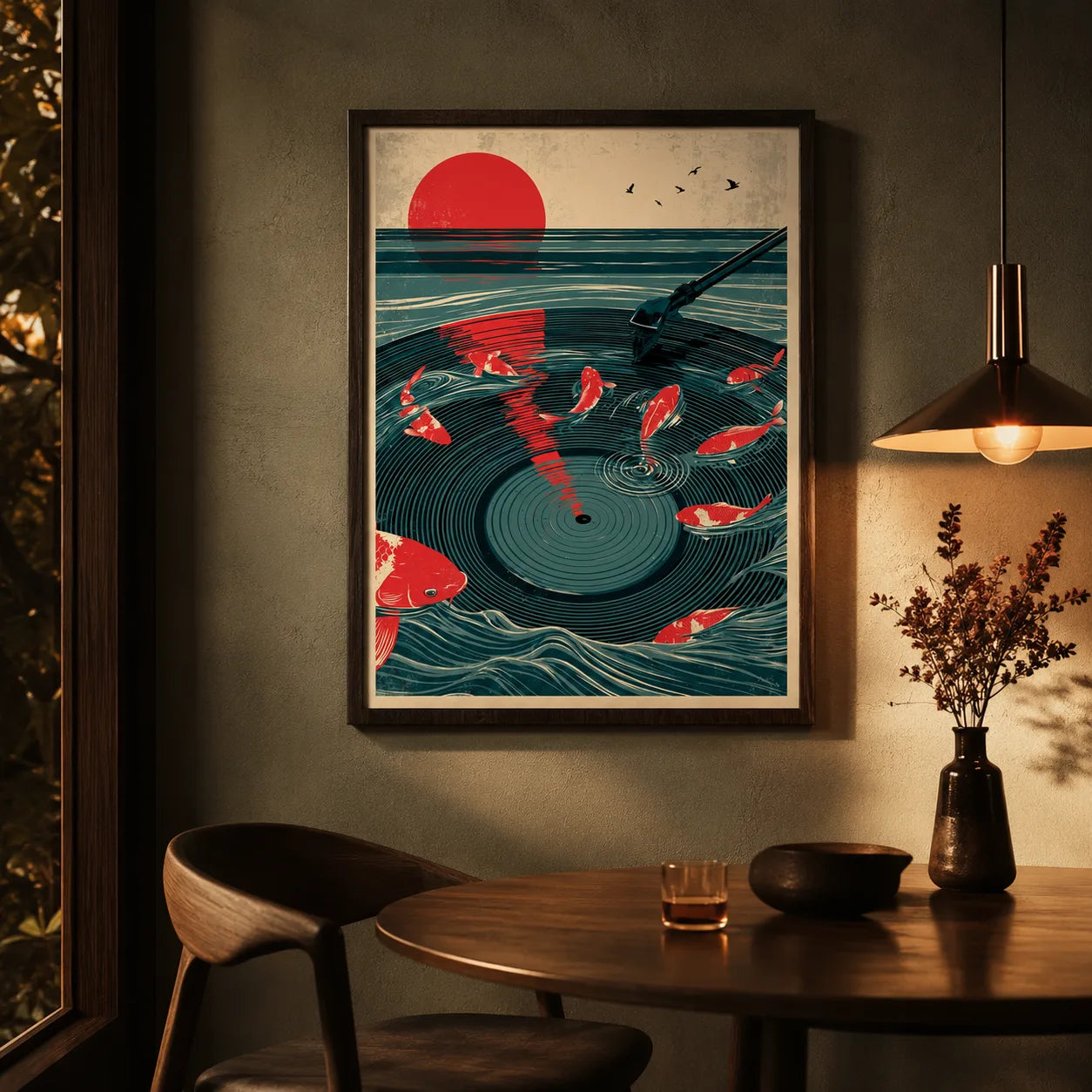 Japanese Koi Vinyl Record Wall Art Decor - Wall Art Decor - lifestyle