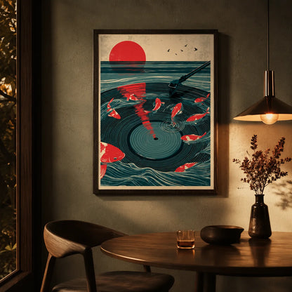 Japanese Koi Vinyl Record Wall Art Decor - Wall Art Decor - lifestyle