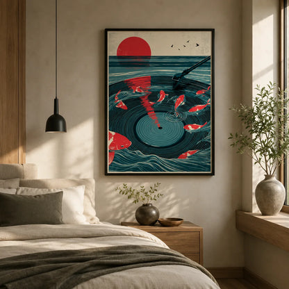 Japanese Koi Vinyl Record Wall Art Decor - Wall Art Decor - styled