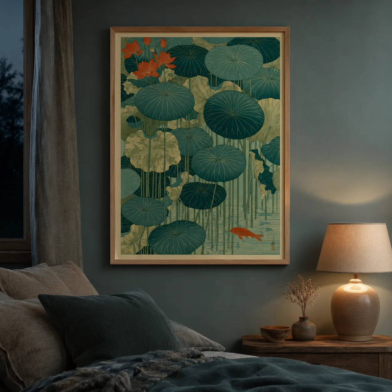 Japanese Lotus Pond Koi Wall Art Decor - Wall Art Decor - lifestyle