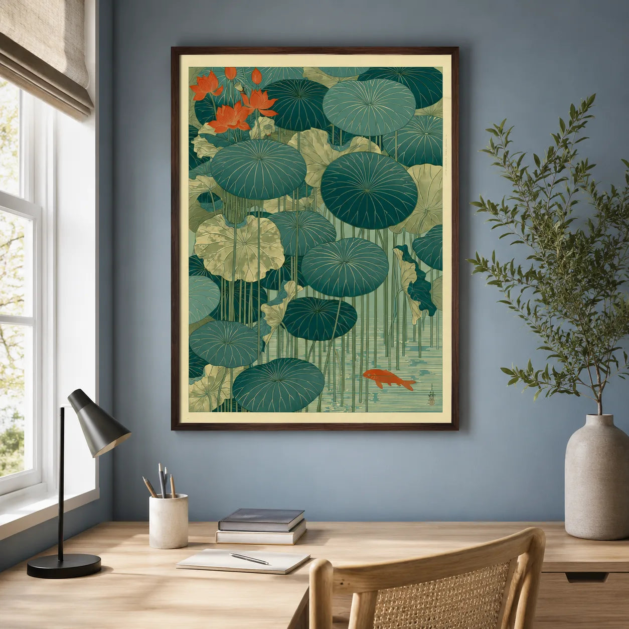 Japanese Lotus Pond Koi Wall Art Decor - Wall Art Decor - styled