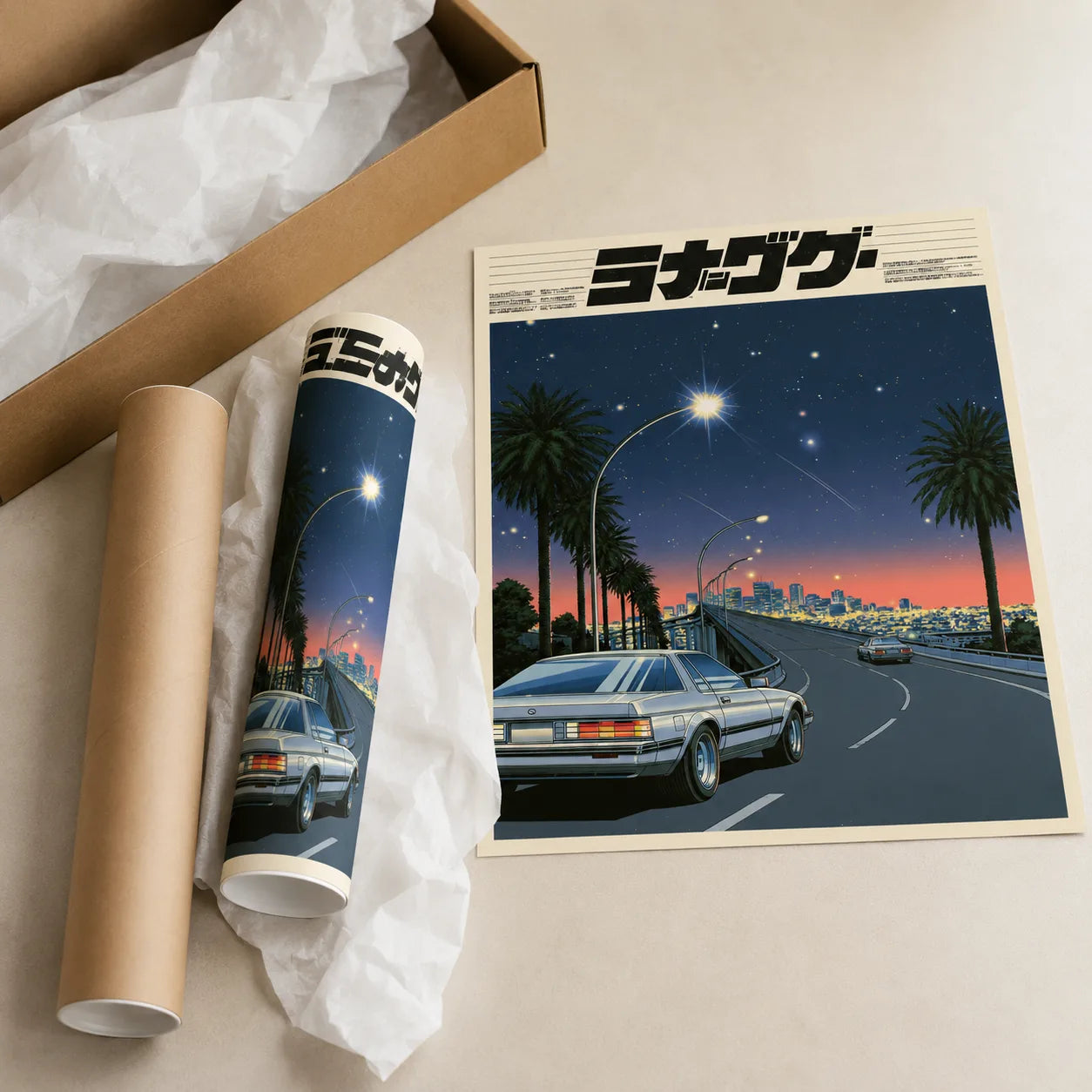 Japanese Night Drive Wall Art Decor - Wall Art Decor - back view