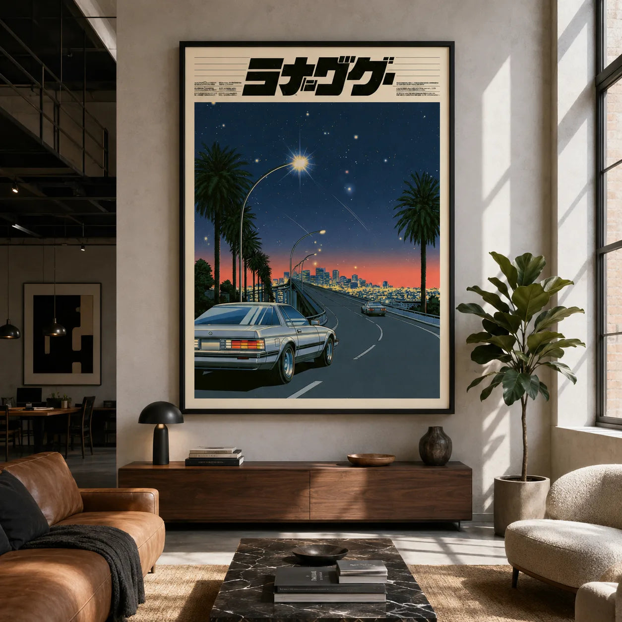 Japanese Night Drive Wall Art Decor - Wall Art Decor - close up