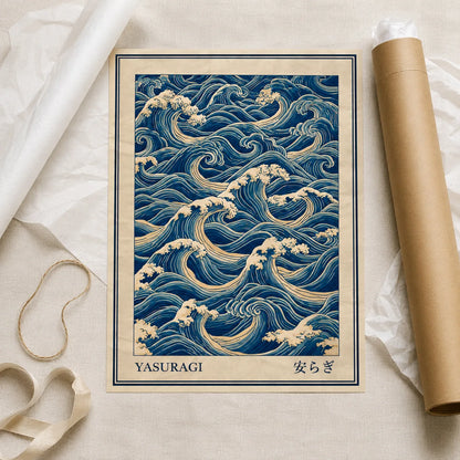 Japanese Ocean Waves Wall Art Decor - Wall Art Decor - back view