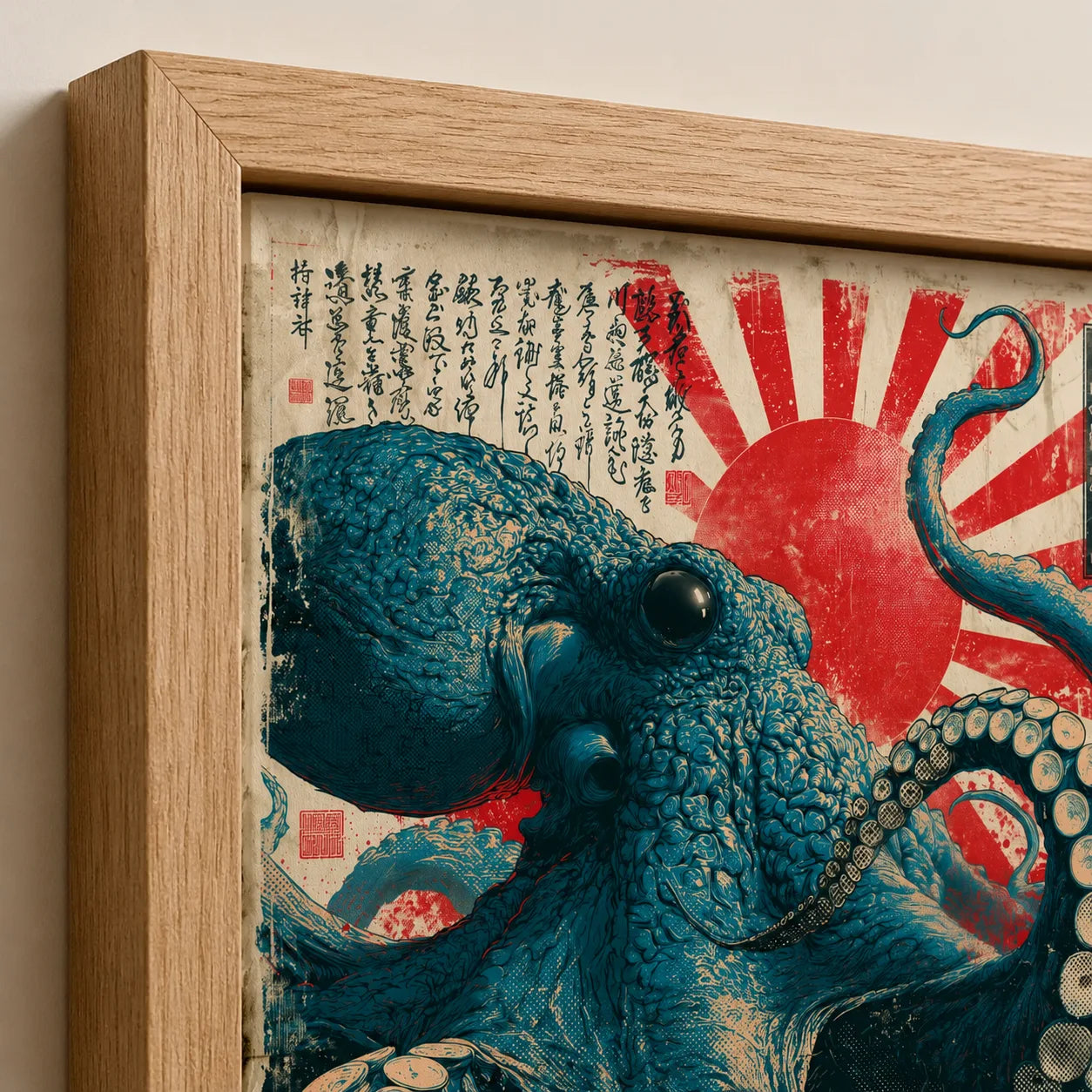 Japanese Octopus Rising Sun Wall Art Decor - Wall Art Decor - packaging