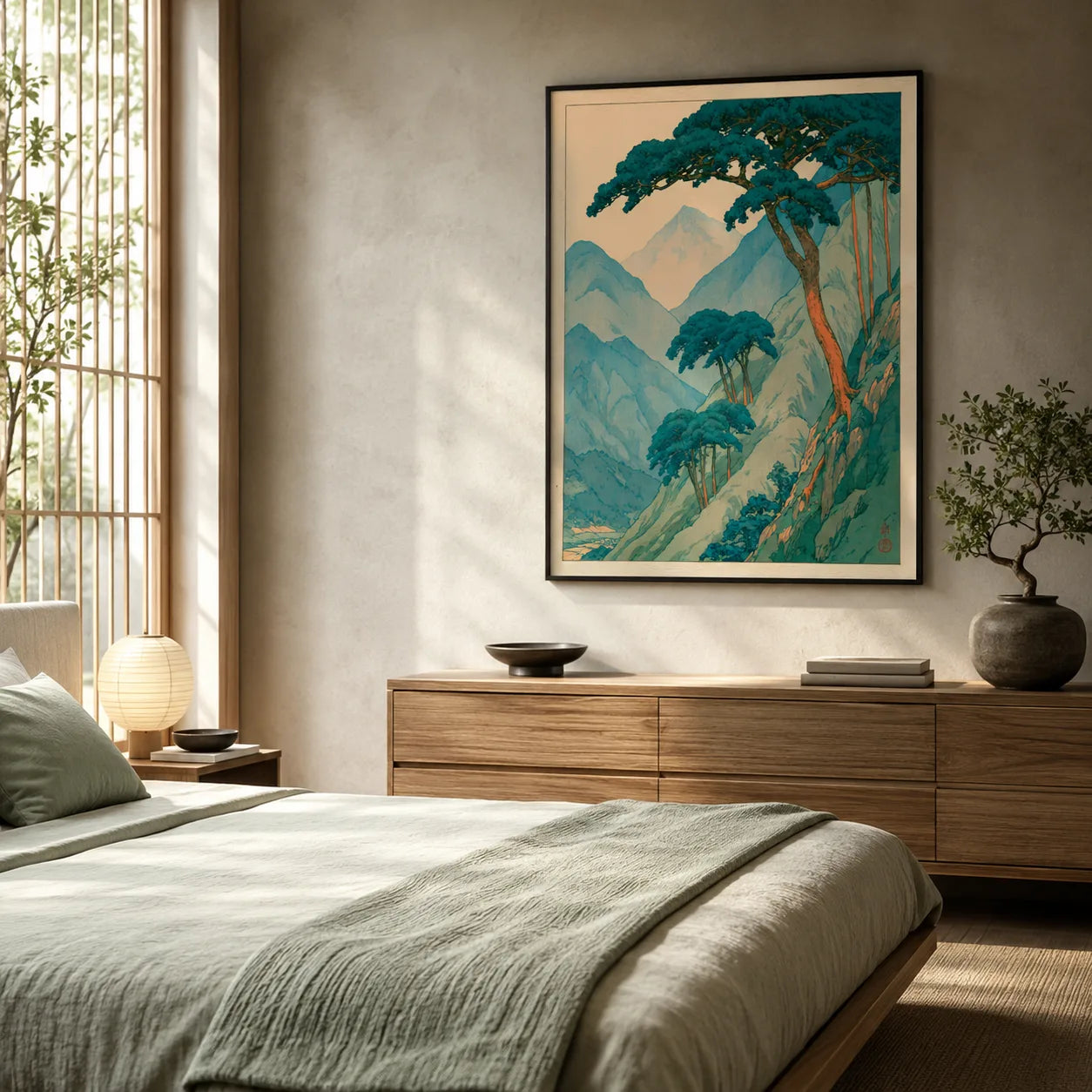 Japanese Pine Mountain Wall Art Decor - Wall Art Decor - alternate angle