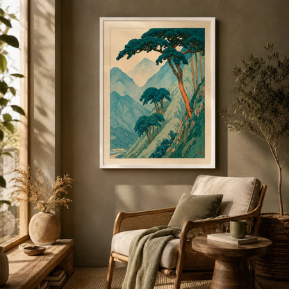 Japanese Pine Mountain Wall Art Decor - Wall Art Decor - in use