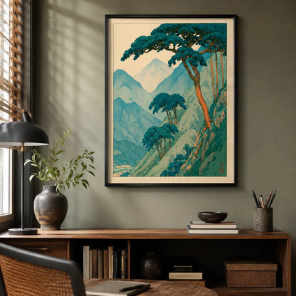 Japanese Pine Mountain Wall Art Decor - Wall Art Decor - styled