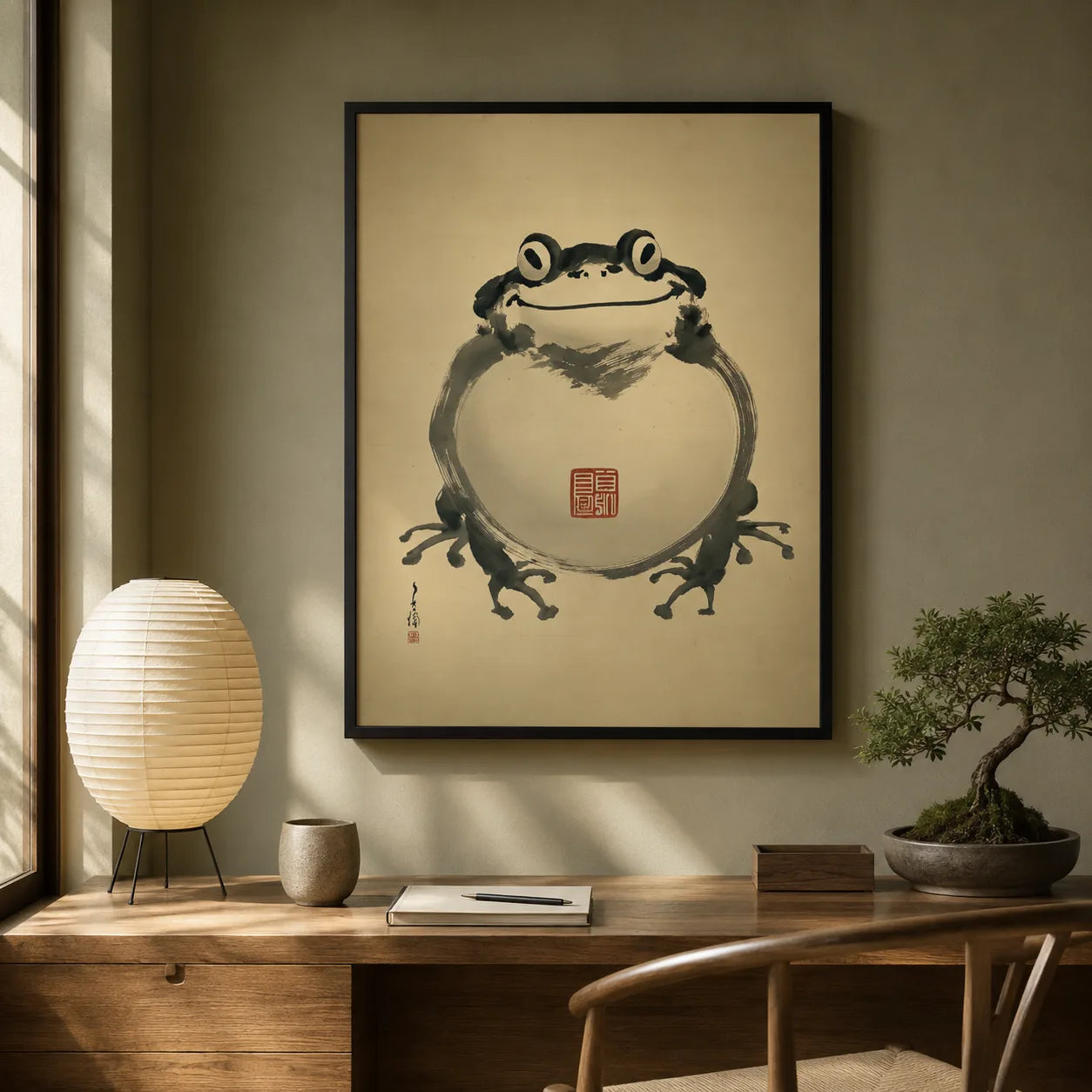 Japanese Smiling Frog Wall Art Decor - Wall Art Decor - alternate angle
