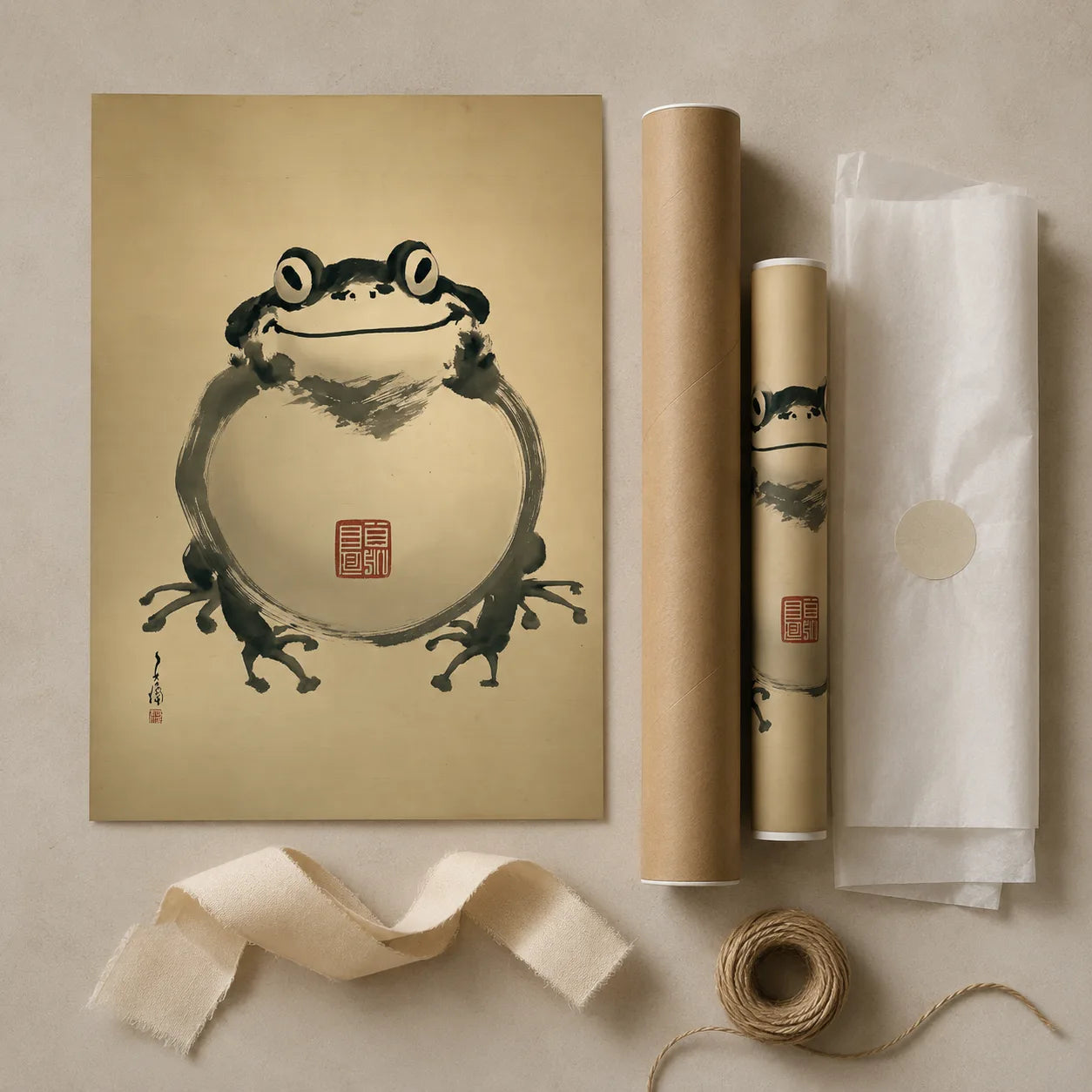 Japanese Smiling Frog Wall Art Decor - Wall Art Decor - back view