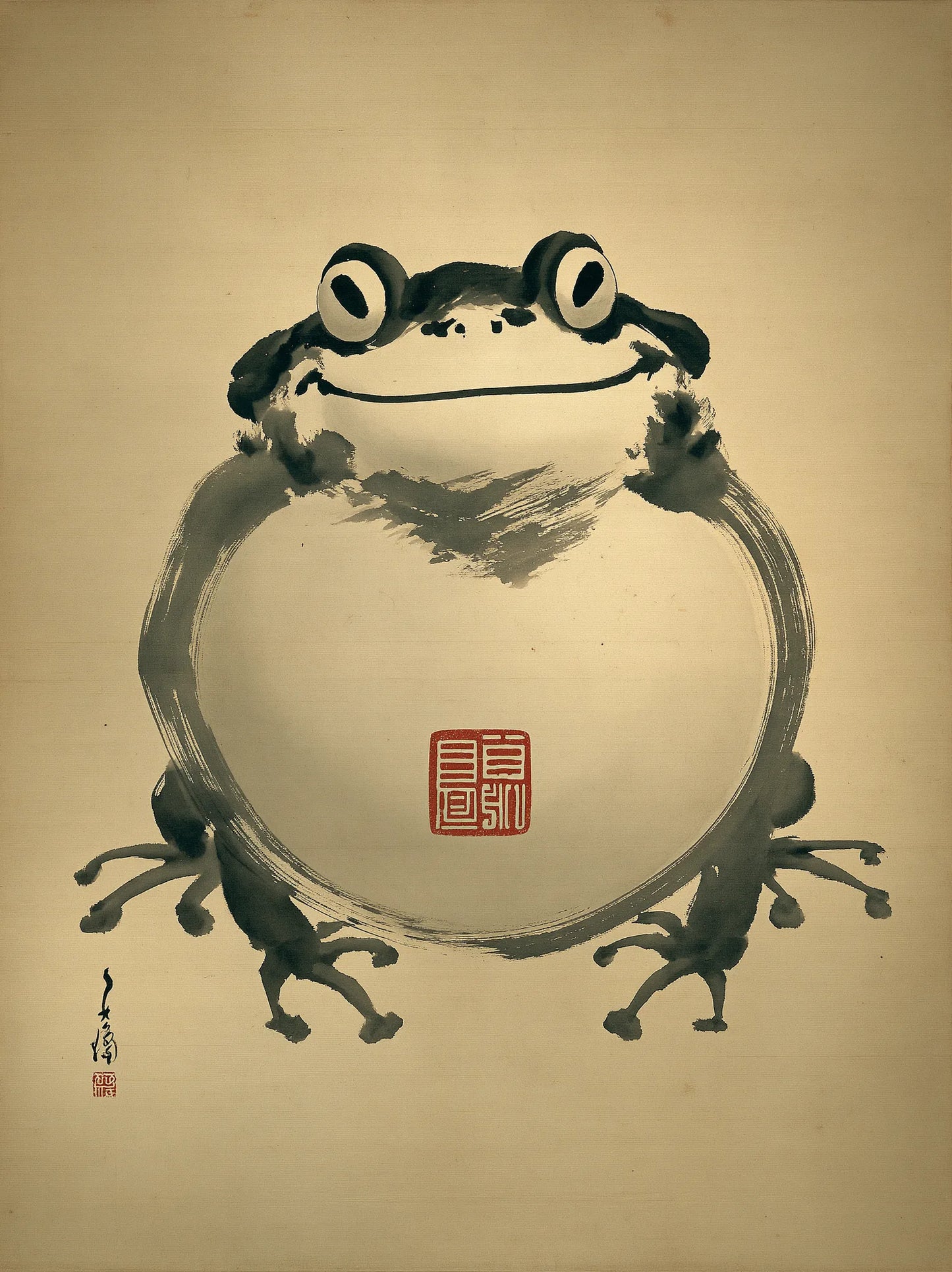 Japanese Smiling Frog Wall Art Decor - Wall Art Decor - front view