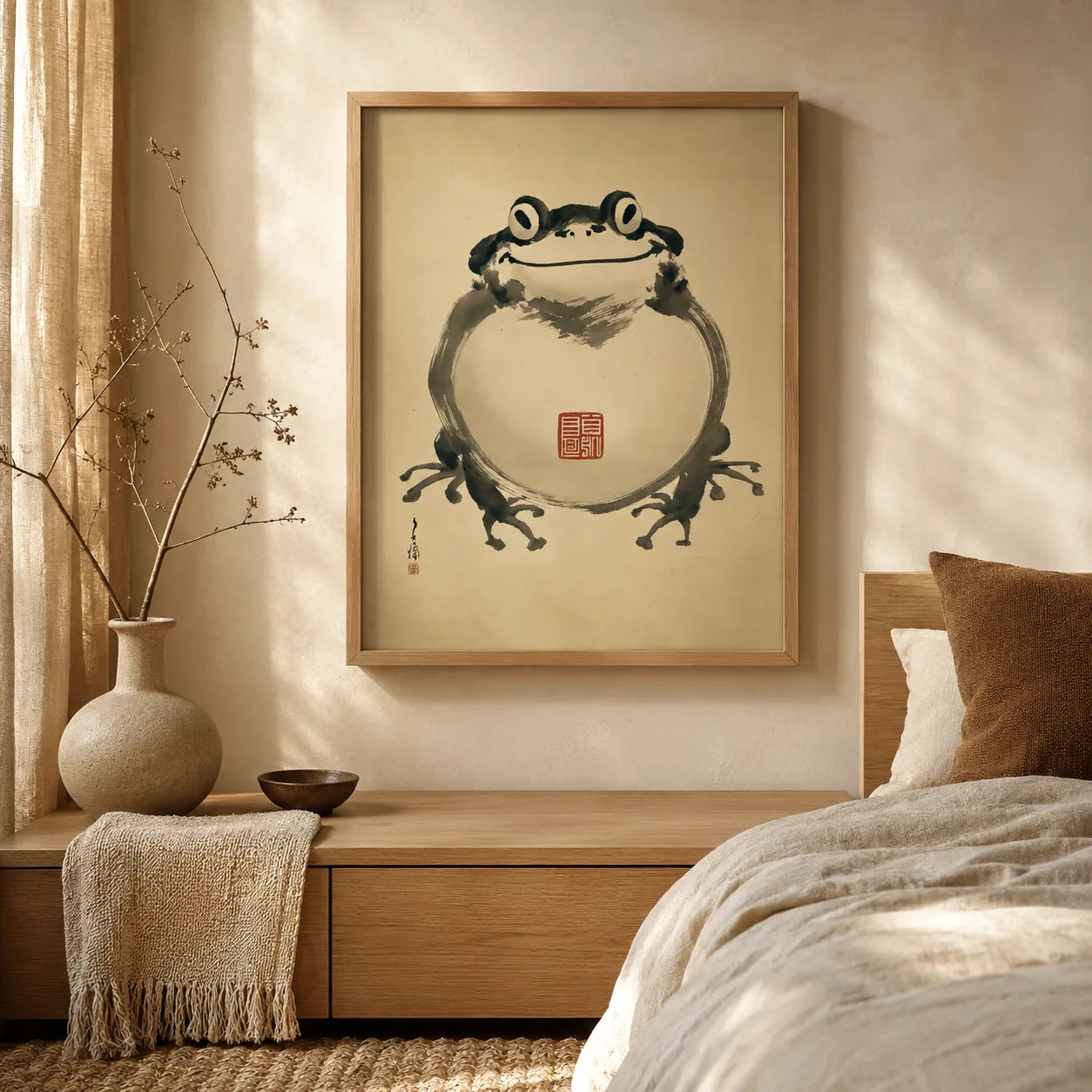 Japanese Smiling Frog Wall Art Decor - Wall Art Decor - in use