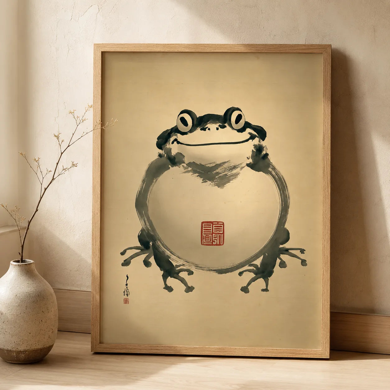 Japanese Smiling Frog Wall Art Decor - Wall Art Decor - side view