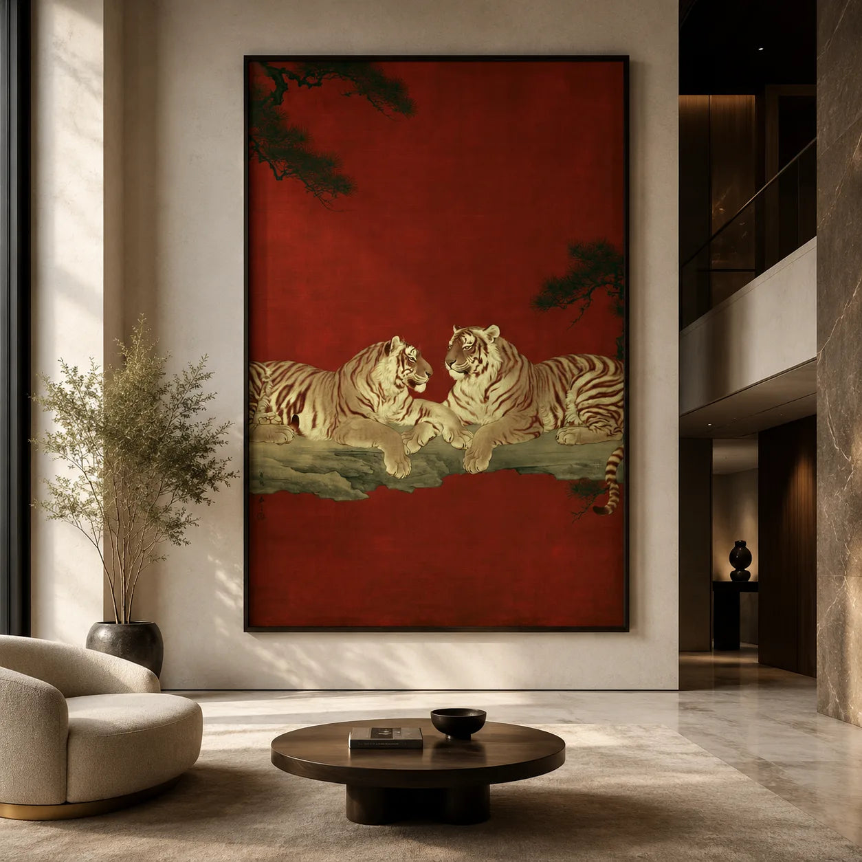 Japanese Tiger Duo Wall Art Decor - Wall Art Decor - close up