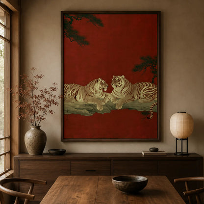 Japanese Tiger Duo Wall Art Decor - Wall Art Decor - detail