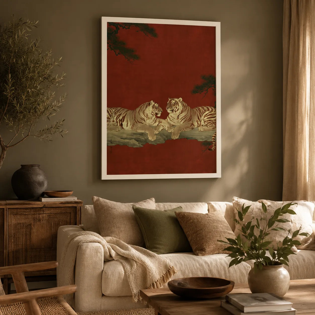Japanese Tiger Duo Wall Art Decor - Wall Art Decor - in use