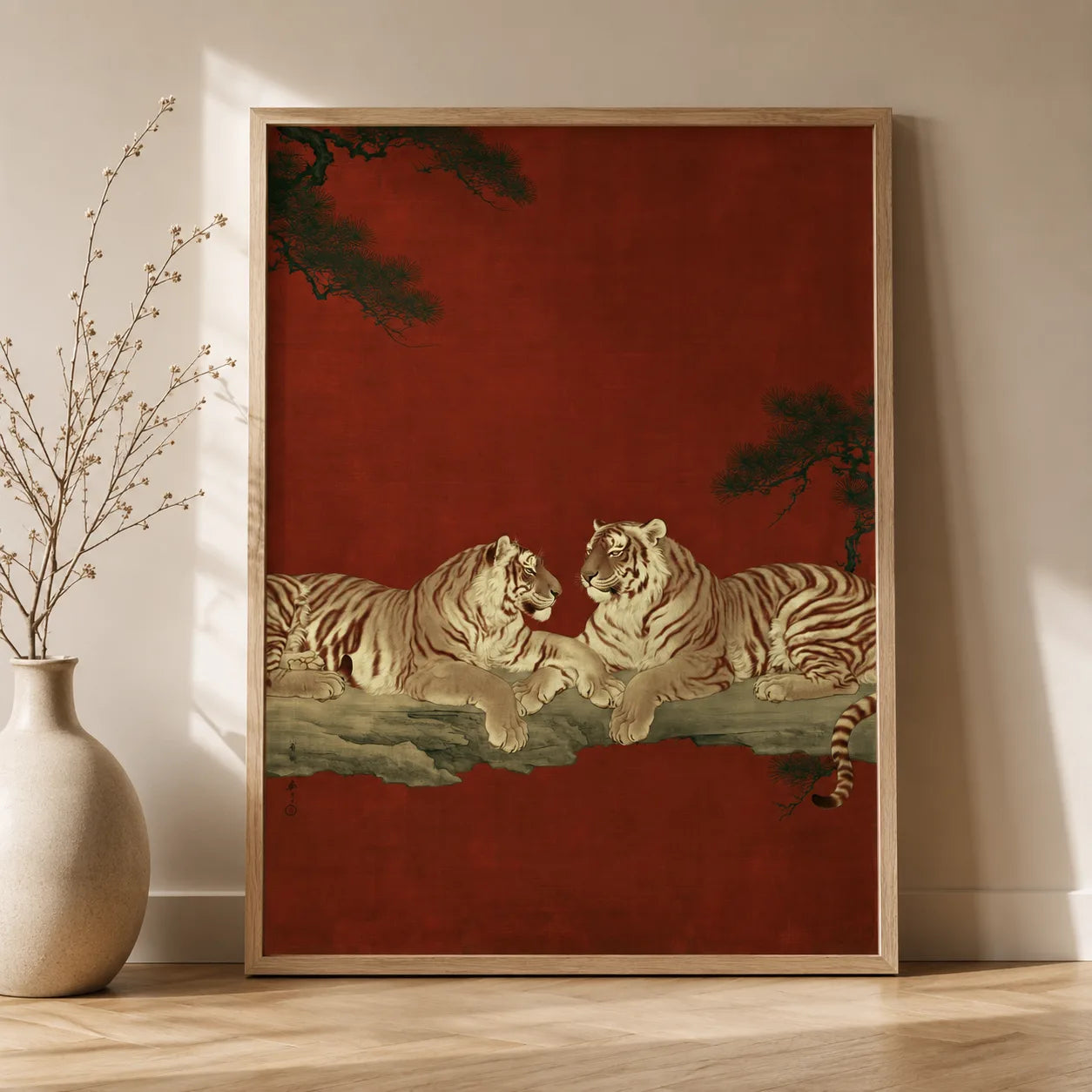 Japanese Tiger Duo Wall Art Decor - Wall Art Decor - side view