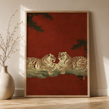 Japanese Tiger Duo Wall Art Decor - Wall Art Decor - side view