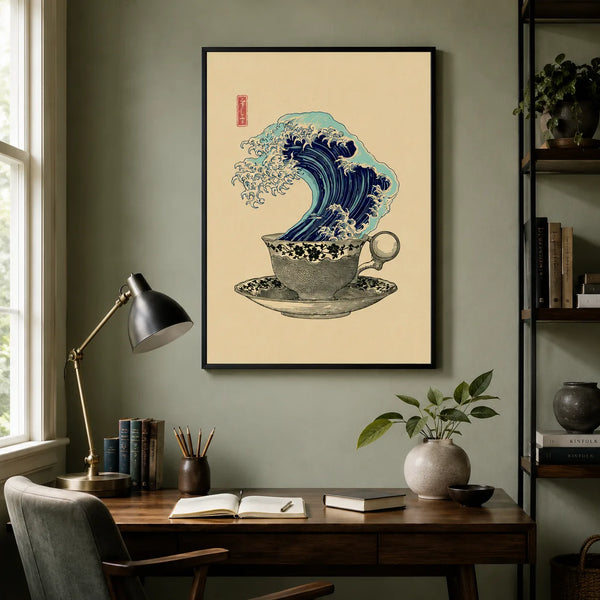 Japanese Wave Teacup Wall Art Decor