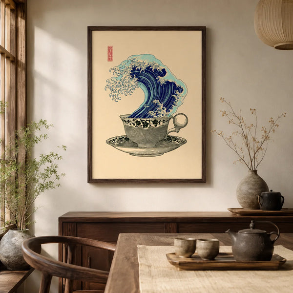 Japanese Wave Teacup Wall Art Decor