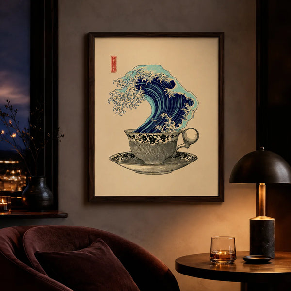 Japanese Wave Teacup Wall Art Decor