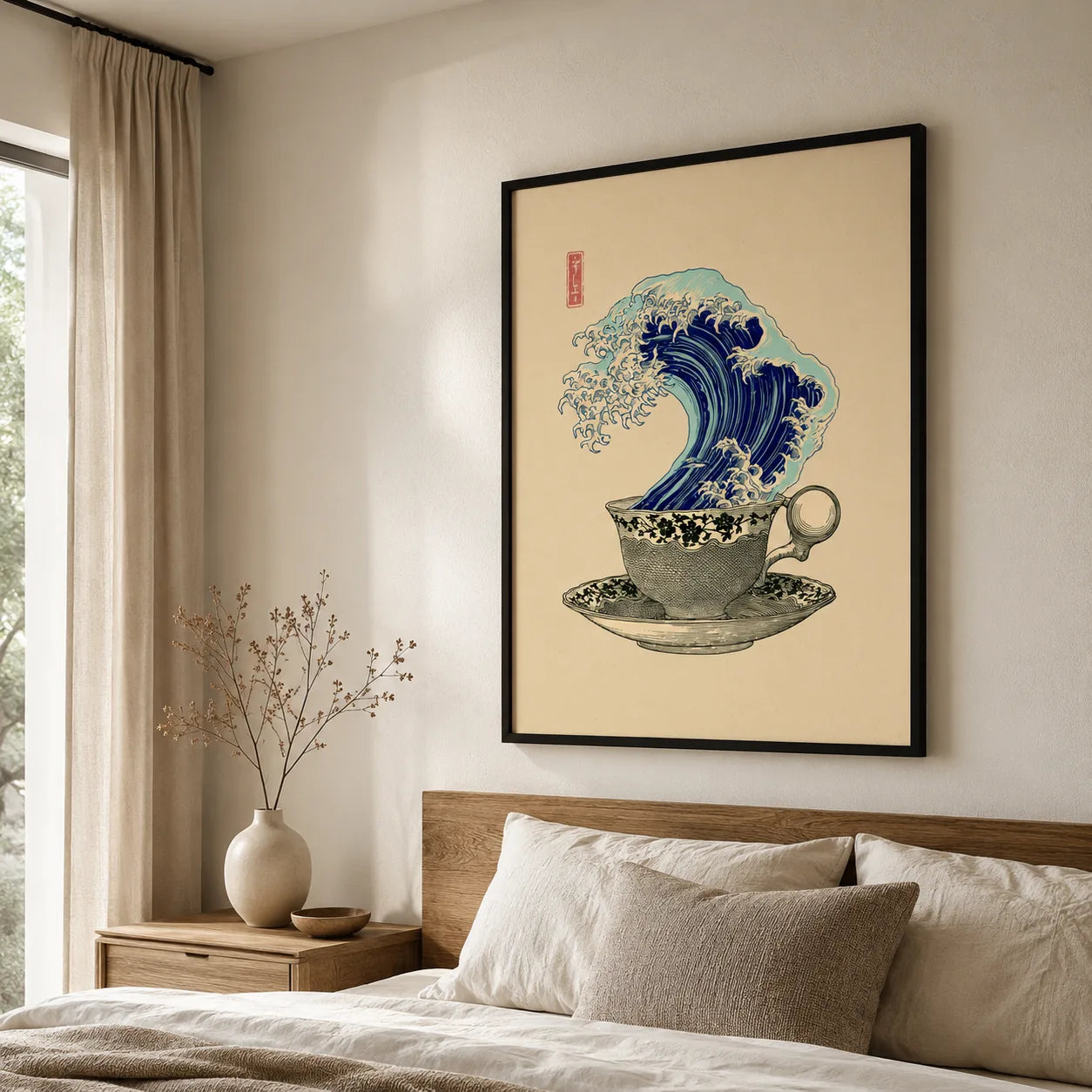 Japanese Wave Teacup Wall Art Decor - Wall Art Decor - styled