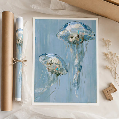 Jellyfish Duo Ocean Wall Art Decor - Wall Art Decor - back view
